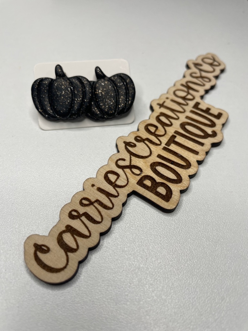 Black Glitter Pumpkin Earrings - Seasonal Studs